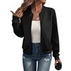RUISHH Giacca da donna a maniche lunghe Giacca Casual Bomber Giubbotto Baseball Giacca Leggera con Cerniera Nero XL