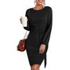 Hotouch Vestito Donna Elegante Abito Invernale Girocollo Maglione Abito Manica Lunga Aderente Midi Abito Lavorato a Maglia Donna Casual S-XXL