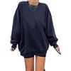 Tongmingyun Felpa da Donna Los Angeles, Pullover Oversized, a Maniche Lunghe, Girocollo, Basic, Loose, Senza Cappuccio, Tops Vintage per Adolescenti, Magliette, Blu scuro, S