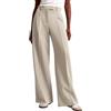 Generic Pantaloni Estate Colorati Donna Lino Felpati Lana Elasticizzati Firmati Bottoni Bassa Pesante Leg Tessuto Tre Fiori Argento Bretelle Crema Spacchi Deserto Sfrangiati Mocassini