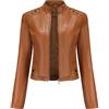 YYNUDA Giacca in pelle con borchie corte da donna, tinta unita e maniche lunghe, stile Moto Biker