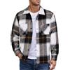 MakingDa - Camicia da uomo in flanella, a maniche lunghe, calda e spessa, a quadretti, con bottoni, casual, invernale, motivo scozzese, con tasche, Grigio, XL