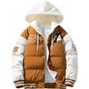 NaLatia Uomo Hip Hop Moda Varsity con Cappuccio Piumino Impiombato Falso Giacca da Baseball con Cappuccio Inverno All'aperto Ispessito Giù Giacca di Cotone