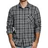 JOGAL Camicia da uomo a quadretti, a maniche lunghe, in cotone, con tasca, Nero , L