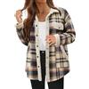 Generisch Giacca in flanella da donna: camicia a scacchi da donna giacca da mezza stagione giacca a maniche lunghe shacket cappotto flanella giacca button down camicia risvolto camicia calda cotone invernale