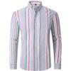 Rrongwn Camicia da uomo a maniche lunghe in lino, estiva a righe, slim fit, business, vintage, a maniche lunghe, traspirante, comoda, slim fit, da lavoro, Colore: rosa., L