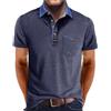 Volemo Polo da uomo a maniche corte, a contrasto, casual, blu scuro, L