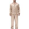 Atxnn Pigiama da Uomo in Raso a Righe Set Pigiami Due Pezzi Lungo Autunnale Pantaloni e Maglia a Maniche Lunghe con Bottoni