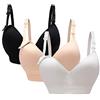 Oliked, Reggiseno Allattamento, per Le Donne, Coppa Morbida per L'Allattamento al Seno, XL (40/90 ), Confezione 3 pezzi, Nero, Bianco, Rosa