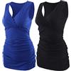COLOMI maternità Allattamento Canotta Abbigliamento Premaman Top Sleep Reggiseno per L'Allattamento al Seno (Black+Blue/2Pack, L)