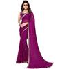IMTRA FASHION Sari per Donna, Sari Indiano Etnico con Bordo con Camicetta Non Cucita, Viola, L