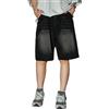 ORANDESIGNE Herren Jeans Shorts Kurze Denim Hose aus Stretch-Material Regular Fit Sommer Jeansbermudas Larghi Stile Baggy Blu Jeans Chiaro S Nero XXL