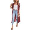 Suncadmious Giacche Blazer in Velluto da Donna Lungo Velluto spolverino Kimono Cappotto Aperto Davanti in Velluto Vintage Maglione (Rosso,S)
