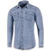 SEVEN EAGLE Camicia Denim da Uomo a Maniche Lunghe con Doppia Tasca con Bottoni Automatici (XL, Blue Vintage)