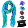 Millie & Boo Foulard Donna in Seta 100% - Sciarpa Elegante Dipinta a Mano, Stola Cerimonia Blu e Verde, Scialle Pura Seta - Regalo