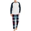 Cexiakong Pigiama lungo da uomo, in cotone, invernale, in due pezzi, con maniche lunghe e pantaloni pigiama a quadretti, per uomo e inverno, M