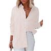 Homlan Camicetta da Donna a Maniche Lunghe, Casual, con Scollo a V, con Bottoni, Rosa Chiaro, S