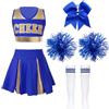 ranrann Costume da Cheerleading Bambina Tuta Vestito da Ballo Ragazza Uniforme da Cheer-Leader Set 4 Pezzi Top Corto Stampa Cheer Gonna Plissettata Fiocco Calzini per Scuola