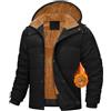 Yuson Girl Giacca Invernale Uomo Calda Giubbotto in Pile Media Lunghezza Parka con Cappuccio Staccabile Spesso Antivento Cappuccio Casual Capotti Idrorepellente Outdoor Uomo(Nero, M)