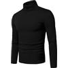 QIXING Maglietta da Uomo a Maniche Lunghe, con Collo Arrotondato, Termica, in Cotone, Strato Base, Intimo Termico, Nero , XL