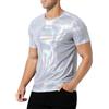 Casey Kevin Metallic Maglietta Uomo Abbigliamento da Discoteca T Shirt, Maglietta con Metallic Paillettes Uomo Glitter Camicia Argento Oro per Discoteca Anni 70 80 Party Ballo Danza Club, XL