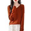 Chanyarn Donna 100% Lana Merino Maglie Termiche Maglietta Scollo a V Manica Lunga Viaggio Escursionismo T-Shirt Termiche Base Layer (Red,L)