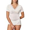 SalGiu Maglia Intima Donna (3 Pezzi) Forma Seno Lana e Cotone Mezza Manica Invernale Pizzo (5)