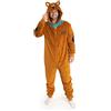 Scooby-Doo! Tutina Unisex Marrone con Personaggio | Comodo Pigiama in Pile con Cerniera e Scritta Cappuccio a Maniche Lunghe | Merchandising dei Cartoni Animati