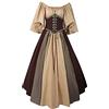 Richymfa Vestito Medievale Donna Rinascimentale Taglie Forti Abito da Sera Manica Corta Elegante Vestito da Ballo Lungo Slim Fit Vintage Costumi Medioevo Regina Vittoriana per Carnevale