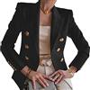 Qichenx Blazer da Donna Giacca Tailleur a Maniche Lunghe Colletto Rivolto con Bottoni Casual Elegante per Ufficio Lavoro Business (Nero, XL)