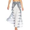 Nuofengkudu Donna Hippie Lunghi Pantaloni con Spacco Gamba Larga Leggero Yoga Pantalone Traspirante Eleganti Pilates Pants Holiday Spiaggia Estivo(Bianco Etnico,S/M)