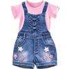 Peacolate Set di 2 pezzi di abbigliamento da bambina, maglietta bianca a stella, pantaloncini estivi, 5-10 anni