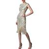 KBOPLEMQ Gatsby - Costume da donna Charleston, stile vintage anni '20, stile retrò, elegante, con frange, glitter e paillettes, con scollo a V, abito lungo Charleston