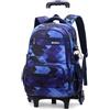 CONPHERON Zaino Trolley Scuola Elementare e Media Superiore, Zaini con Ruote Zainetto con Rotelle per Scuola Viaggi per Ragazzo, Rombo Blu