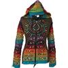 SHOPOHOLIC FASHION Felpa con Cappuccio Multicolore, con Patchwork, Motivo Arcobaleno, con Maniche a Strisce, Stile Hippy e Boho Green L
