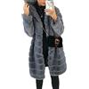 Vagbalena Cappotto donna in lana felpata con cappuccio giacca lunga inverno casual in pile finto montone cappotto con cappuccio giacca lunga calda cardigan pelliccia finta peluche giacca (Grigio scuro,M)