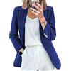 OOGUDE Giacche da donna manica lunga aperta davanti giacche casual velluto a coste colletto con risvolto button down cappotto da ufficio da lavoro, Blu, 40