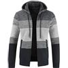 UUAISSO Uomo Felpe con Cappuccio Maglia Pullover Foderato in Pile Cardigan Cerniera Intera Casual vestibilità Regolare Cappuccio Grigio Scuro + Blu Navy XXL