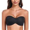 DotVol Reggiseno Senza Spalline da Donna Push Up Senza Spalline Bandeau T-Shirt Bra di Grandi Dimensioni Unpadded Minimizer Bra Noir 2D