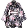 ZNLFS Kimono giapponese da donna, vestaglia per cosplay di anime, costume da ballo Yukata, accappatoio in seta, Nero , XXL piu