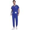 Chesoon Uniformi mediche Set Sanitario Unisex Top a Manica Corta con Scollo a V, Multitasche ed Elastico in Vita Pantaloni da Jogging Antipiega e ad Asciugatura Rapida