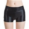 YUDATPG Pantaloncini da booty metallici lucidi, pantaloncini riflettenti, vita alta, biancheria intima, discoteca, abbigliamento da festa, Nero , M