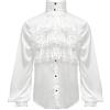 Duohropke Camicia da pirata da uomo con volant coloniale rinascimentale denso balze camicia steampunk vampiro costume gotico, bianco, XL