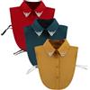 LoudSung Finto collare staccabile mezza camicia camicetta finto collare set elegante diamante puro colore per donne ragazze 3 pezzi, Rosso, verde, giallo, 16