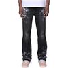 Vivoofchic Jeans Flared da Uomo, Y2K Streetwear Baggy Jeans con Design e Tasche, Bootcut Denim Pantaloni per Il Tempo Libero in Stile Hip Hop Cowboy, Nero, XXL