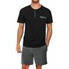 Aseniza Pigiama Uomo Estivo Corto in Cotone con Bottoni Pigiami Due Pezzi da Uomo Maniche Corte con Pantaloncini Home S-XXL(Nero&Grigio,XL)