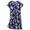 CHUNG Camicia da notte da donna manica corta sopra il ginocchio in morbido cotone camicia da notte da donna sciolto carino animale stampa floreale estate abbigliamento da notte, Fiore viola., Large