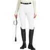 WILLIT Leggings da equitazione da donna Pantaloni da equitazione con grip in silicone completo a vita alta elasticizzati con tasca con cerniera passanti per cintura, bianco, L