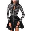 Generic Abito sexy da donna con cerniera, in pelle, maniche lunghe, vestibilità slim vintage, gotico, mini abito elegante e chic, casual, stile steampunk, multiuso, per feste, club, abbigliamento, bianco, XXL