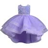 Generisch Gonne nere bambini fiore ragazza abito da cerimonia nuziale ragazza elegante pizzo battesimo abito da festa abiti lunghi ragazze bambini, Viola chiaro, 8-9 Anni